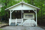 rv garage including large wood deck